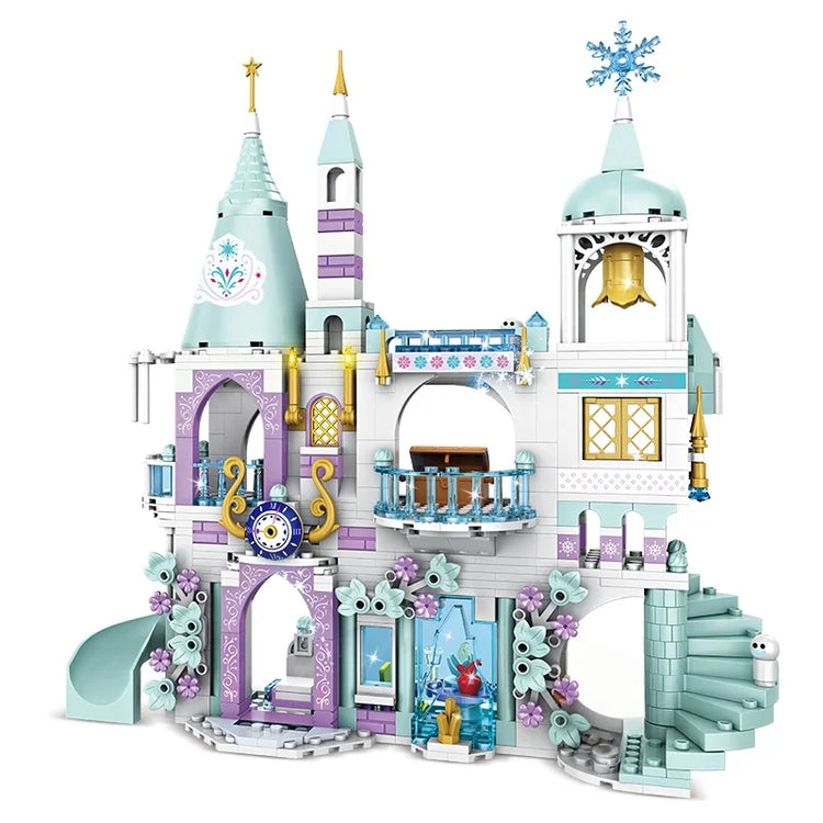 742PCS Friends Princess Luxury Ice Castles Playground House Movies Winter Snow Horse Figures Building Blocks Toy for Girls Kids