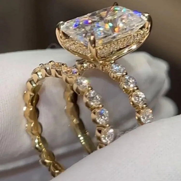 New luxury micro-set zircon ring, women's fashion wedding finger ring