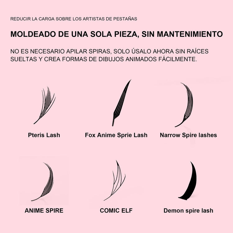 LAKANAKU Narrow Spire Eyelashes Extension Anime Lashes Spire Clusters Manga Style Feather Lightweight Premade Fans Extension