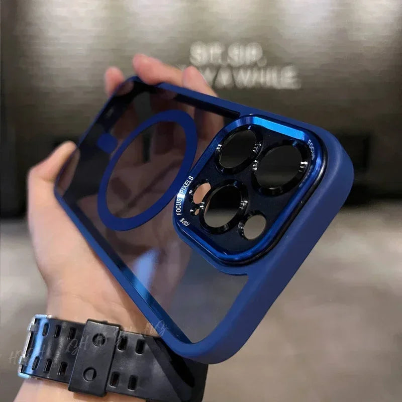 Magnetic Metal Lens Bumper Protector Clear Case For iPhone 17 16 18 15 14 13 12 11 Pro Max Funda Wireless Charge Hard Back Cover