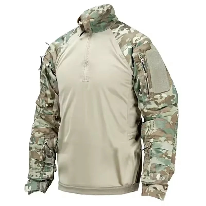 Autumn Tactical Shirt Men Field Training Clothes Breathable Long Sleeve Top Wear-Resistant Outdoor Training Hiking Hunting Shirt
