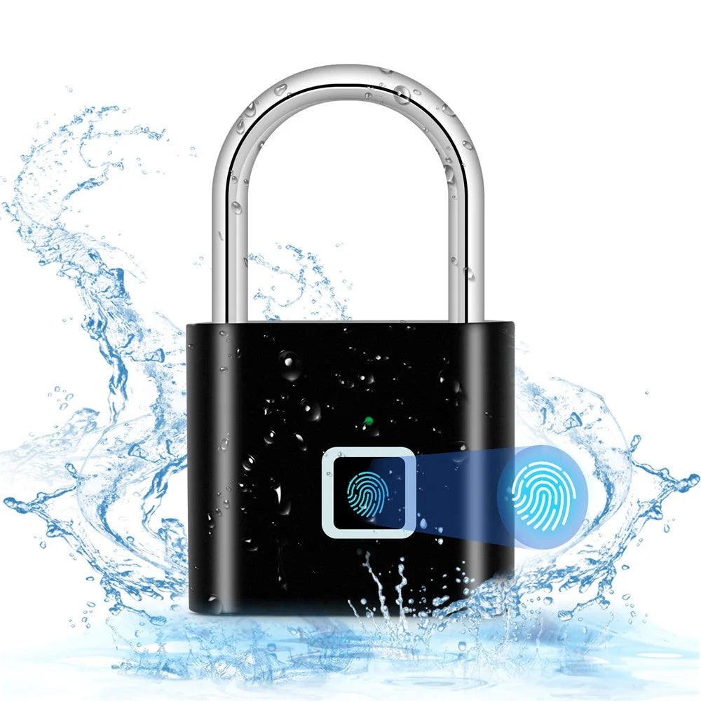 Smart Fingerprint Padlock Waterproof Fingerprint Keyless Door Lock Type C Rechargeable Security Padlock for House