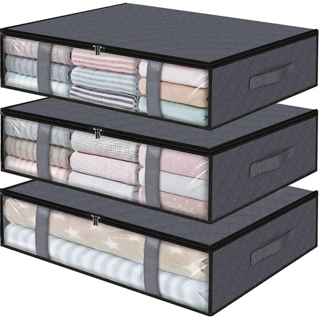 Foldable Under Bed Storage Containers with Clear Window Underbed Toy Organizers and Clothing Storage Bags Closet Storage Bins