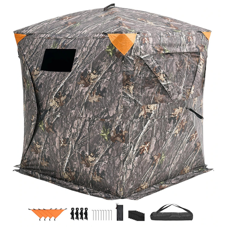 SucceBuy Hunting Blind, 270° See Through Ground Blind, 2-3 Person Pop Up Deer Blind for Hunting with Carrying Bag, Portable Tent