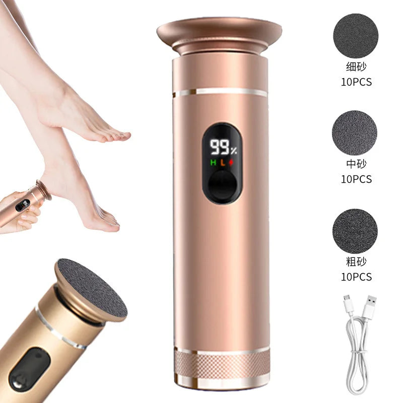 Electric foot trimmer, electric foot grinder with 9-level adjustment, rechargeable for removing dead skin, calluses, and repairi