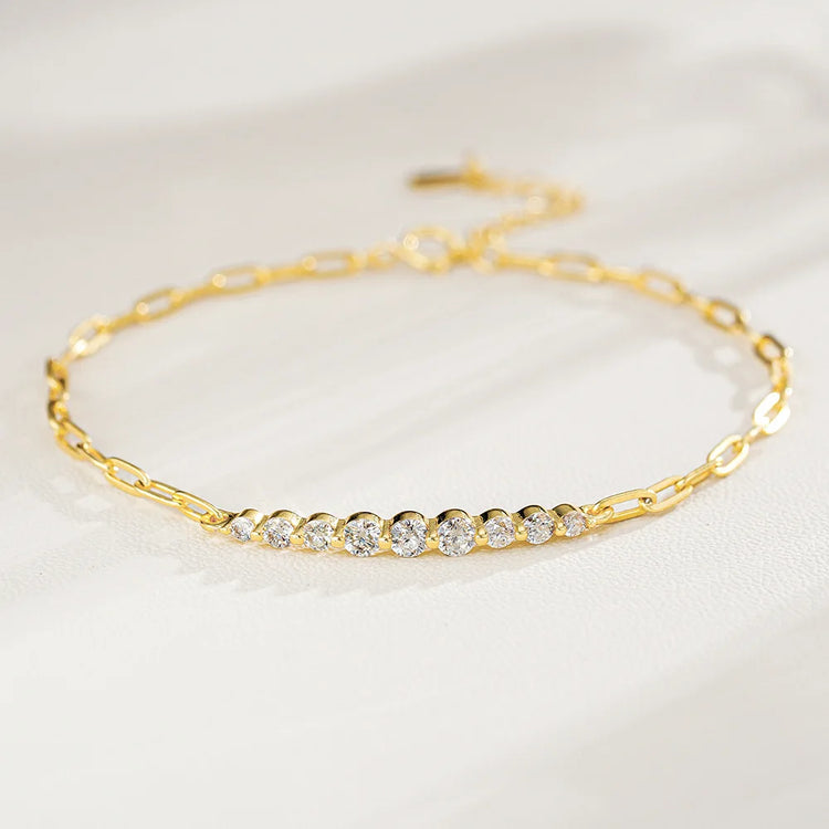 EWYA Micro Full 2/2.5/3mm D Color Moissanite Diamond Tennis Bracelet for Woman 925 Silver Plated 18k Adjustable Link Bracelets