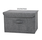 Washable Cotton Linen Fabric Folding CD Storage Box Foldable Bins Toys Organizer With Lid Storage Basket Laundry Basket