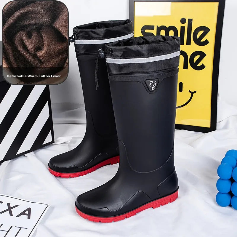 German Style Waterproof Rain Boots Men's Anti-Slip High Tube Long Camping Fishing Snake Bite Proof Thickened Rubber Shoes