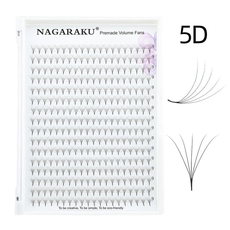 NAGARAKU 320fans Premade Fans Eyelash Extensions All Sizes Pointy Base Volume Sharp Narrow Stem 9-14mm Mix Clusters