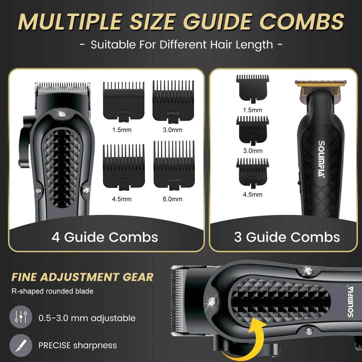 Solimpia Hair Clippers Set Machine Oil Head Carving Digital Display Haircut Scissors Electric Pusher Three-Piece Set