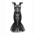 New Skeleton Little Mermaid Halloween Horror Costume Ariel Princess Costume Kids Birthday Party Prom Dress For Girls