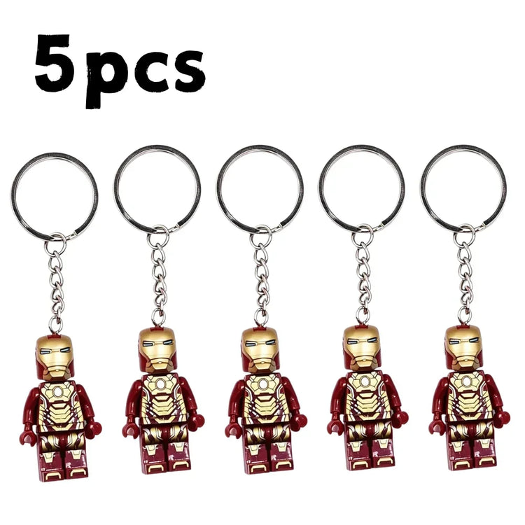 Kawaii  Building Block Minifigure Keychain,Iron Man Spider-Man Superman Key Ring,Backpack Pendant,Birthday Gift