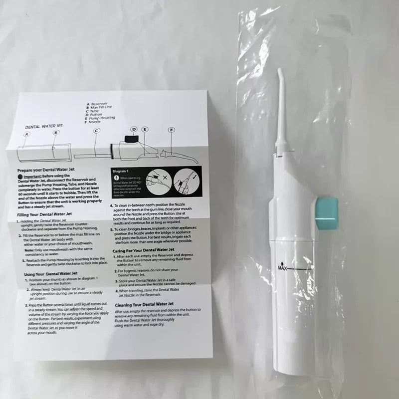 High Pressure Portable Dental Water Flosser Manual Oral Irrigator for Household Teeth Cleaning Portable Toothpick Device