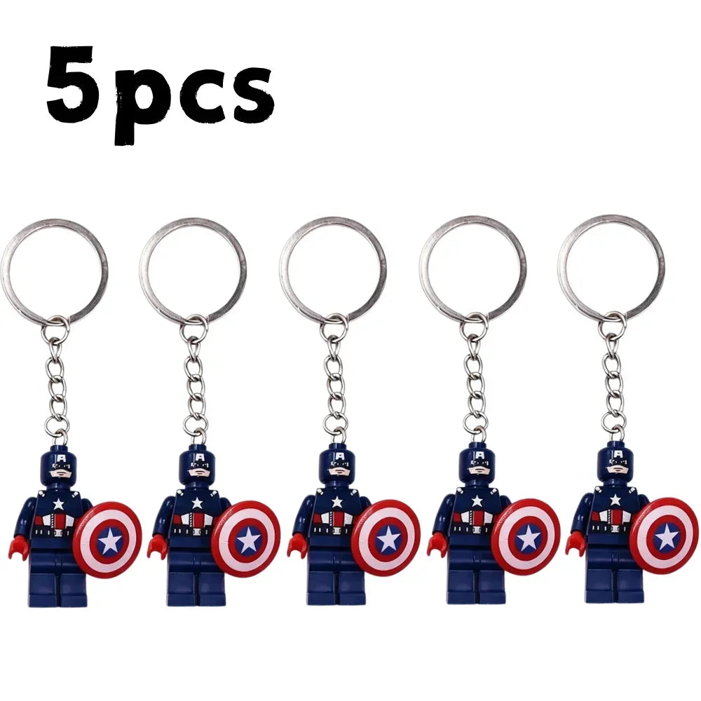 Kawaii  Building Block Minifigure Keychain,Iron Man Spider-Man Superman Key Ring,Backpack Pendant,Birthday Gift