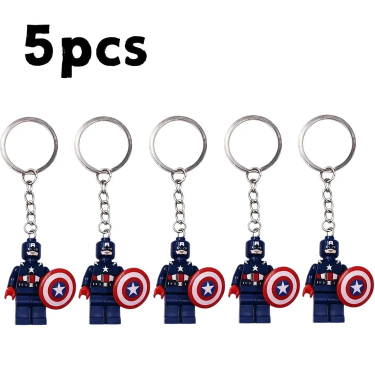 Kawaii  Building Block Minifigure Keychain,Iron Man Spider-Man Superman Key Ring,Backpack Pendant,Birthday Gift