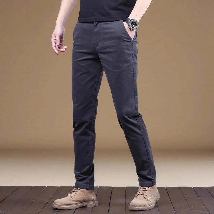 Ultra-high Quality Thin Cotton Men's Casual Pants Trendy Versatile Elastic Light Business Trousers Work Formal Straight Pants