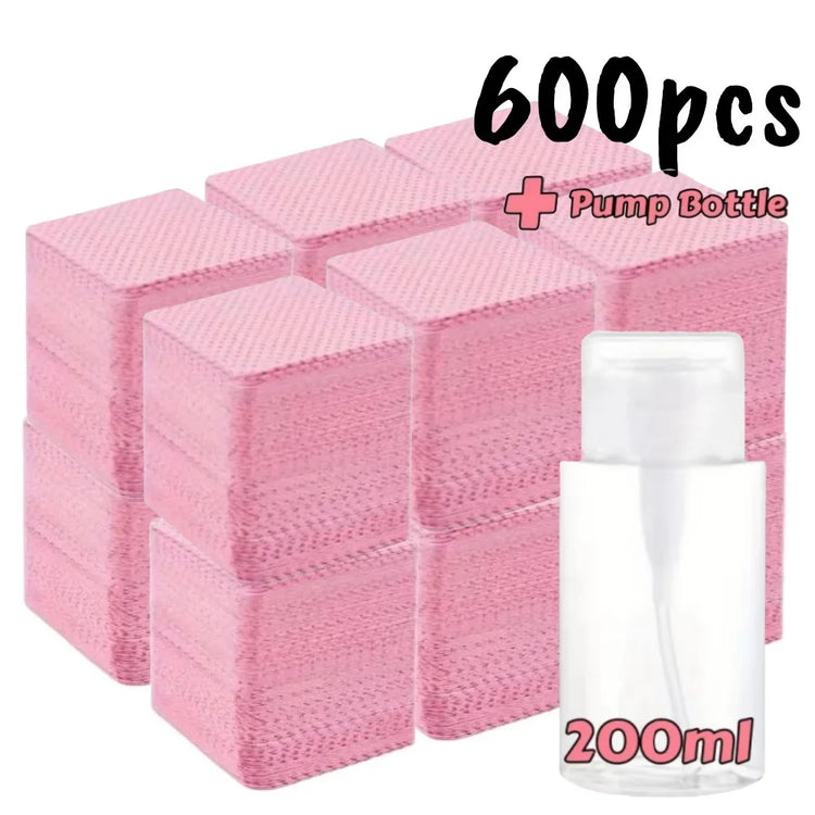 20/600pcs Lint-Free Nail Wipes Gel Cleansing Tissues Aluminum-Free Nail Polish Remover Pads for NaiArt Beauty Cleaning Care Tool