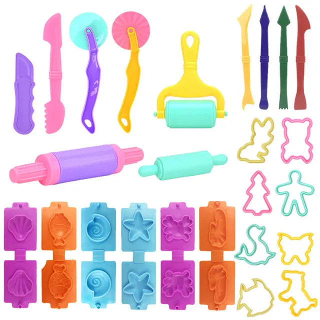 Plasticine Model Playdough Tools Set for Kids 3D Syringe Roller Impression Moulds Play Dough Tools Kit Clay Craft Toys Gift