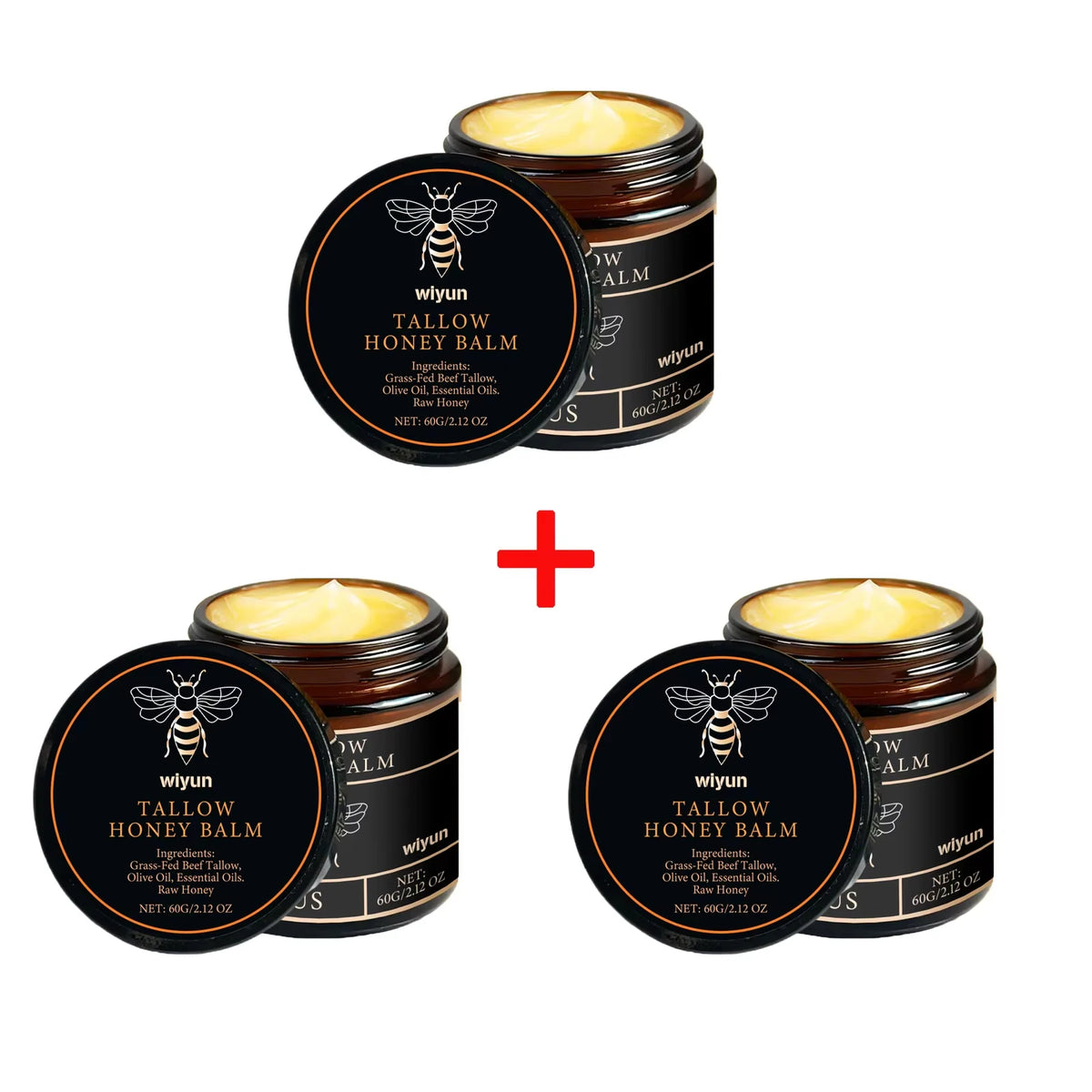 Tallow Honey Balm Moisturizing Cream for Face Body Grass Fed Beef Tallow Balm Natural Deep Moisturizer Soft Soothing Skin