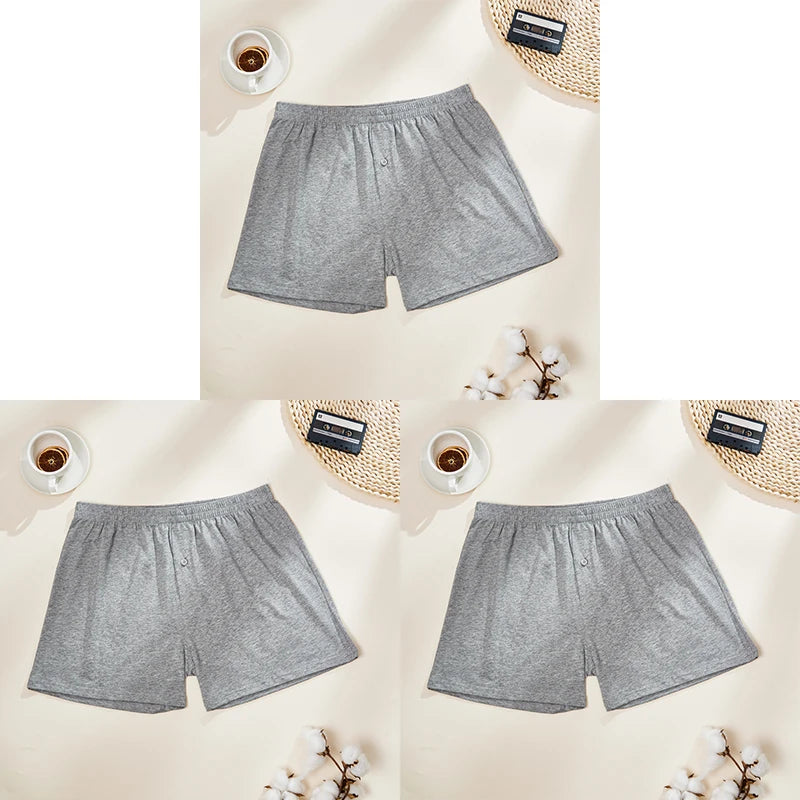 3PCS Cotton Soft Aloe Pants Breathable Comfortable Men's Underwear Home Leisure Loose Men's Panties Soft Seamless Boxer Briefs