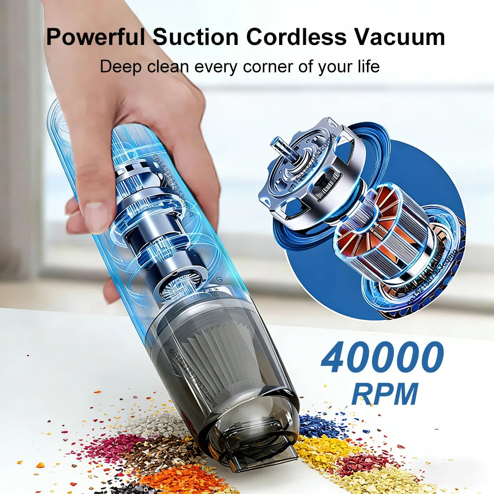 13000PA Wireless Car Vacuum Cleaner USB Rechargeable Powerful Suction Cleaning Machine Handheld Portable Car&Home Vacuum Cleaner