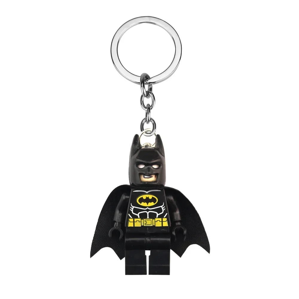 Kawaii  Building Block Minifigure Keychain,Iron Man Spider-Man Superman Key Ring,Backpack Pendant,Birthday Gift