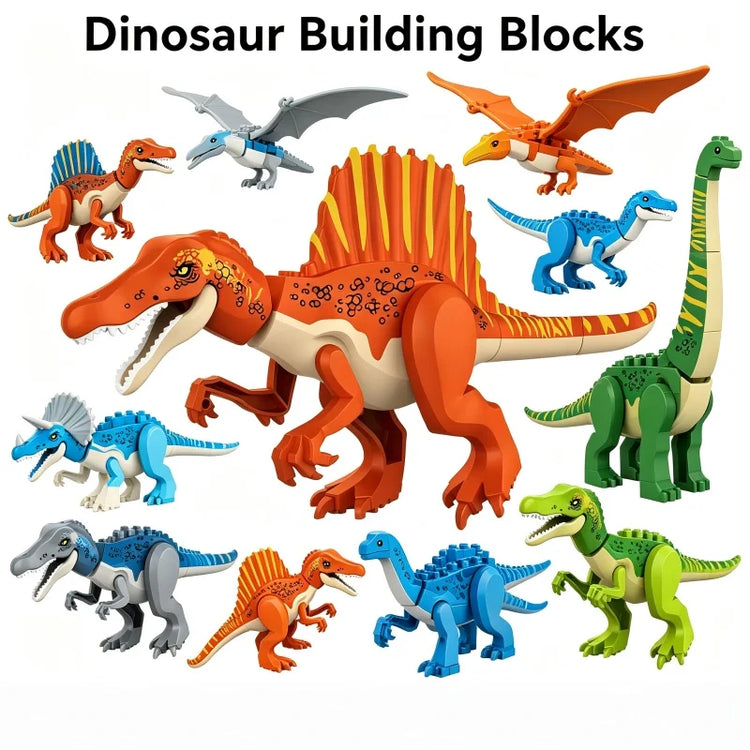 Jurassic Dinosaurs Spinosaurus Brick Figure Multiple Color Versions Articulated Limbs Collectible Dinosaur Toy Educational Toy