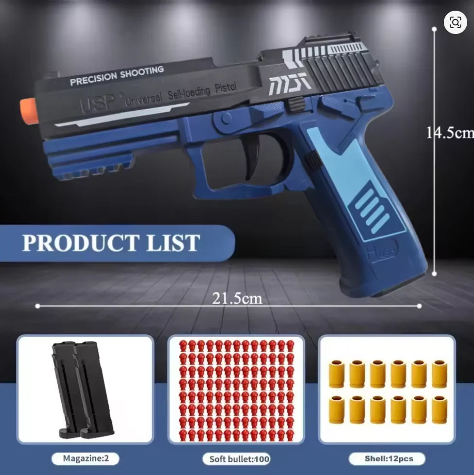 M92 2011 Toy Gun Education Pistol Model Continuous Shell Throwing Soft Bullet Launcher Outdoor Shoot Games for Children Gift