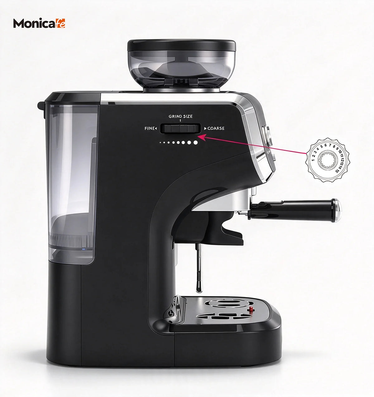 220V Semi Automatic Espresso Coffee Machine  with Grinder Milk Frother Hot Water Electric Coffee Maker 15bar for Home cafe Latte