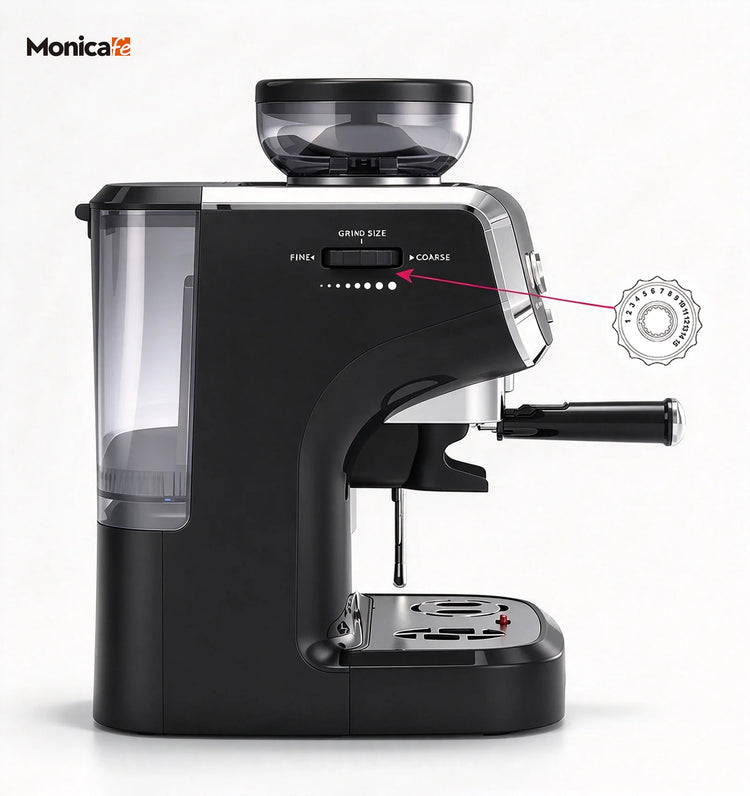 220V Semi Automatic Espresso Coffee Machine  with Grinder Milk Frother Hot Water Electric Coffee Maker 15bar for Home cafe Latte