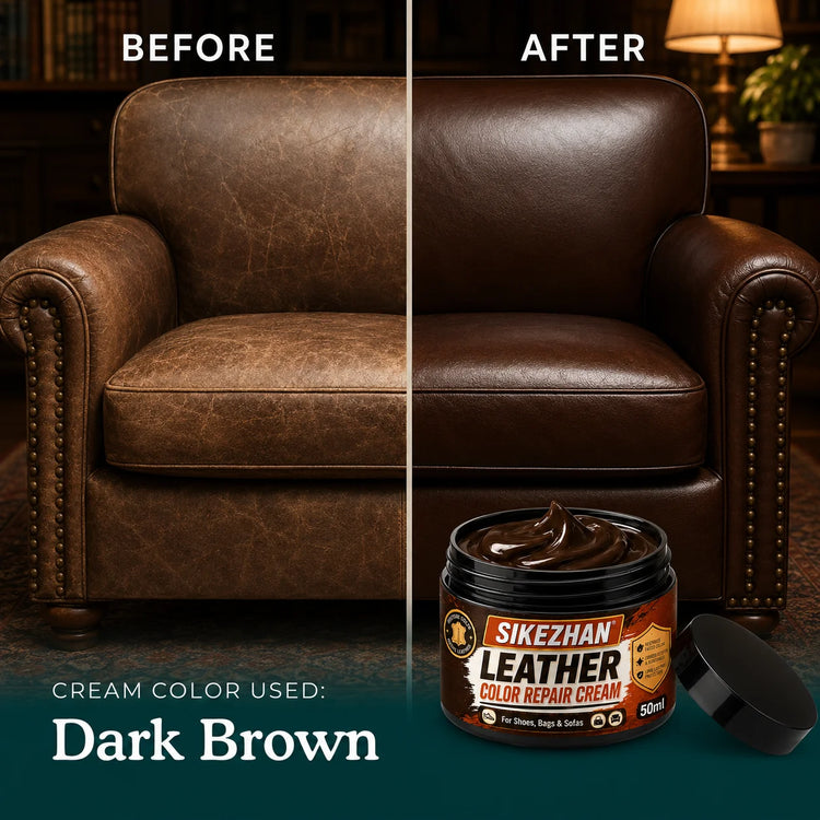 Leather Repair Cream 50ml for Shoes Handbags Sofas Car Seats, Color Restoring Balm with Applicator Brush Sponge Gloves, 4 Shades