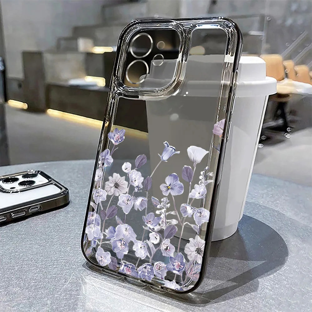 Flower Phone Case For iPhone 17 18 Pro Max 16 13 14 12 11 15 Pro Max 16e Air 7 Plus SE Shockproof Transparent Cover Soft Funda