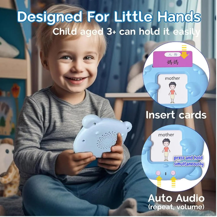 Cantonese Mandarin English Talking Flash Cards, Trilingual Learning Flashcard Toys for Toddlers, 510 Sight Words, Birthday Gift