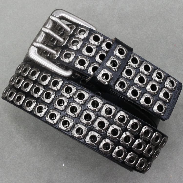 NEW Genuine Leather Heavy Metal Rivet Punk Belts For Men Rock Stud Cowboy Belt Men Ceinture Homme Waist Belt Cinturon Mujer