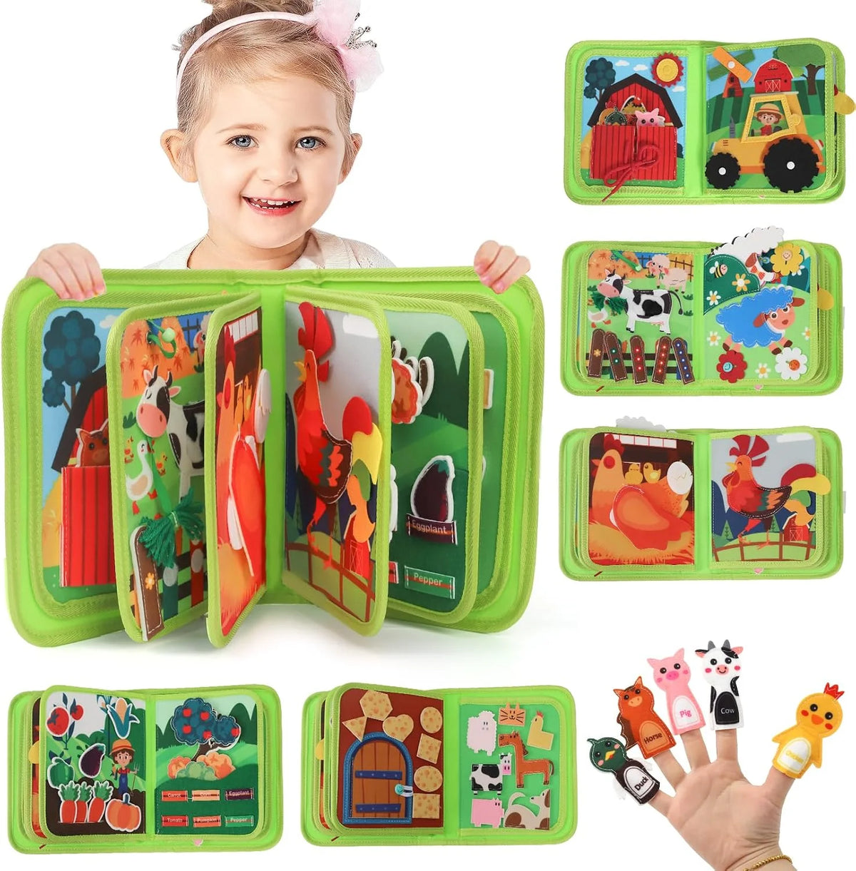 Baby Toys Busy Book for 1 2 3 Year Old, Toddlers Montessori Farm Busy Book