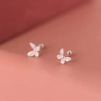 Korean 925 Silver Needle Tragus Piercing Helix Studs Earrings for Women 2Pcs Butterfly Heart Trendy Ear Piercing Body Jewelry