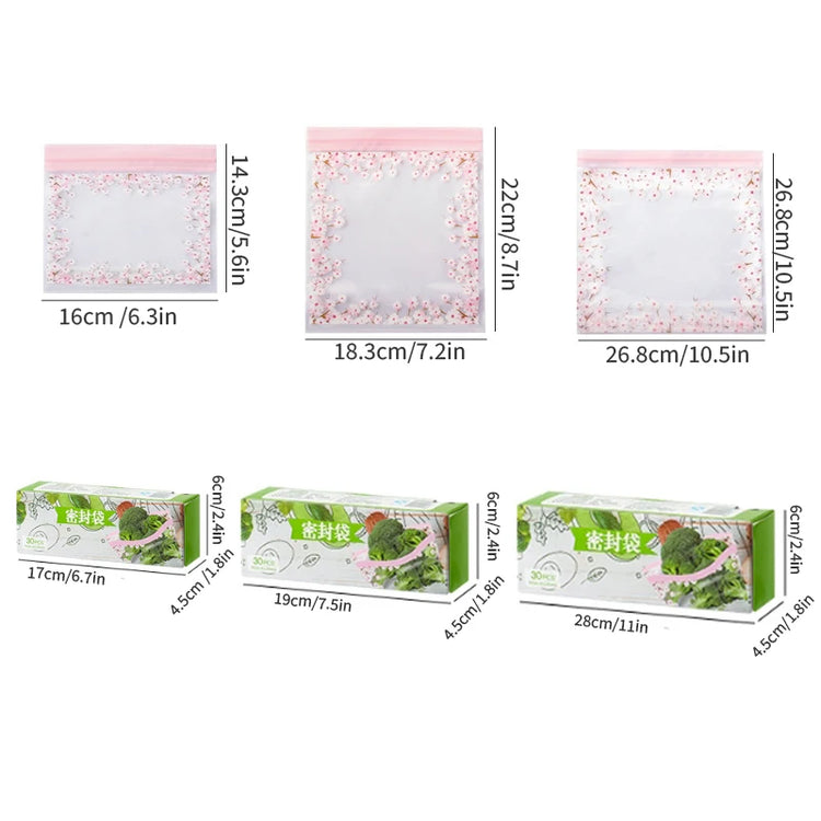 15/25/30 Pcs Reusable Storage Bags Refrigerators Sealed Cling Bag Freezer Bags,  Leakproof Plastic for Sandwich Snack Lunch Food