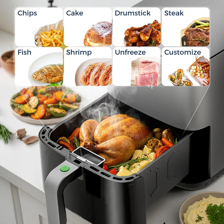 ROUNY Air Fryer 5L, Electric Hot Fryer Oven Oilless Cooker with Touch Control & Nonstick Basket & Visible Window, Family Size