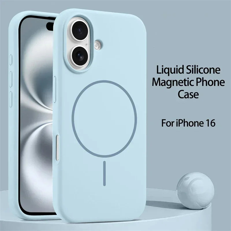 Original Liquid Silicone For Magsafe Case For iPhone 18 Pro 17 16 15 14 13 12 11 Pro Max Magnetic Wireless Charging Soft Cover