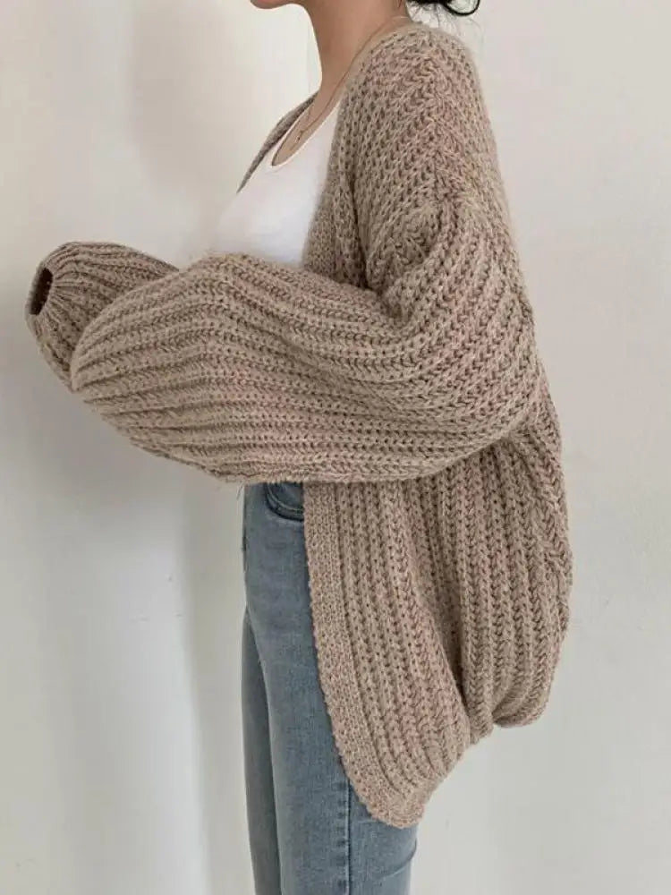 2026 Vintage Harajuku Lantern Sleeve Women Cardigan Sweater Casual Korean Fall Streetwear Tops Chic Lazy Wind Y2k Sweater