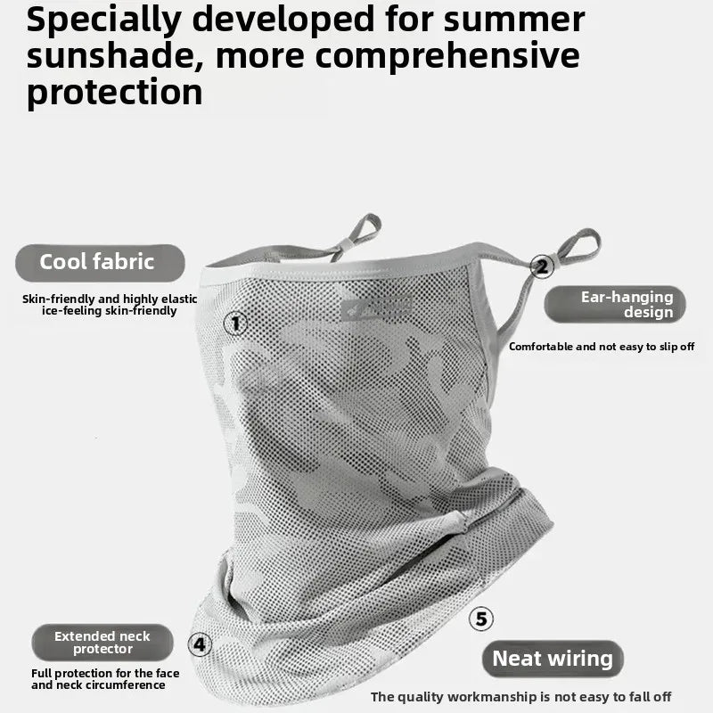 Anti-UV Cycling Mask Sunscreen Face Cover Breathable Ice Silk Face Scarf Men Women Outdoor Sports Fishing Hiking Cooling Mask