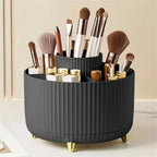 360° Rotating Makeup Organizer - 1pc Plastic Cosmetic Storage with 5 Compartments - Multi-Functional Holder for Brushes