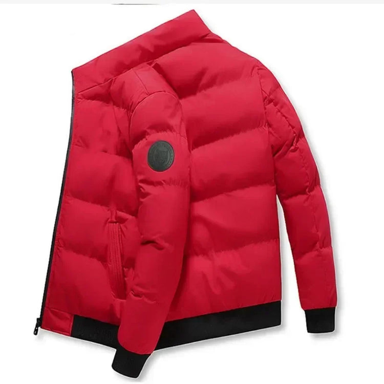 Short Thick Warm Jacket Men Fall Winter Printed Zip Windproof Outdoor Casual Outerwear M-5XL