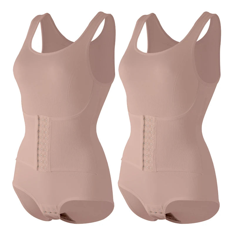 Women Bodysuit Shapewear with Zipper Belt Tummy Control Fajas Body Shaper Snap Crotch Waist Trainer Slimming Cincher Corset Tops