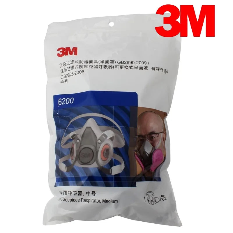 3M6200 Self-priming Filtering Gas Mask Half Mask For Paint Spraying Chemical Industry Gas Dust Hoods.