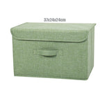 Washable Cotton Linen Fabric Folding CD Storage Box Foldable Bins Toys Organizer With Lid Storage Basket Laundry Basket