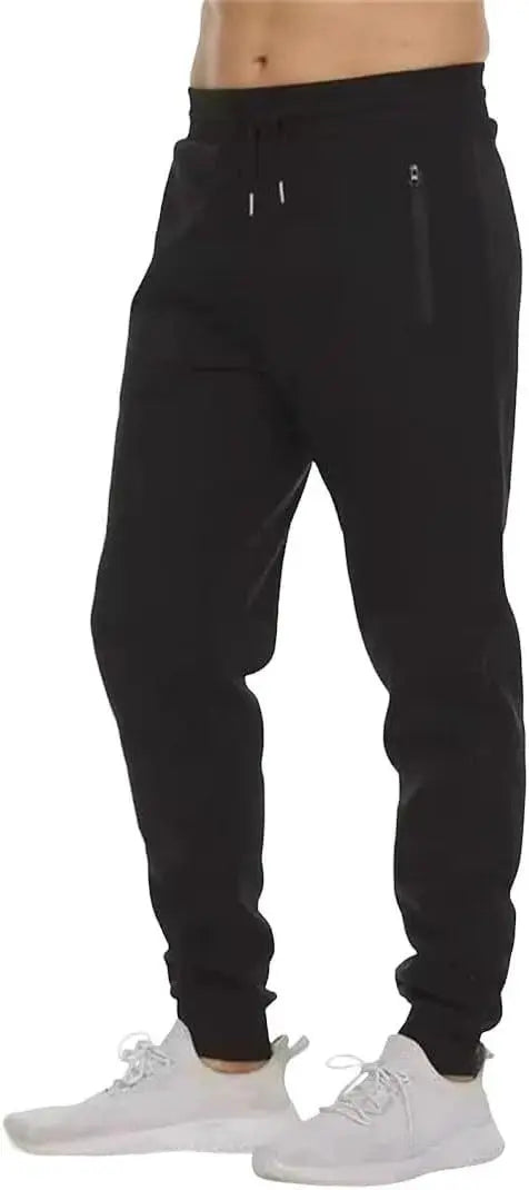HUGE HILL 3 Pack Men's Fleece Lined Joggers Loose Fit Wide Leg Sweatpants with Zip Pockets S-3XL