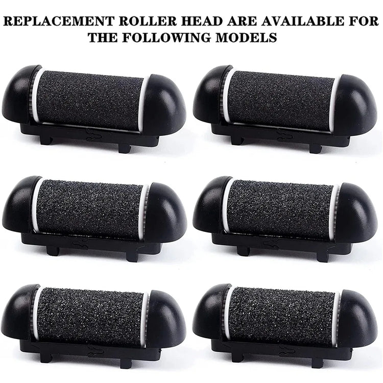 Black Foot Care Tool Heads, Hard Skin Remover, Refill Rollers for Cracked Heels Calluses and Dead Skin Removal, 6 Pcs
