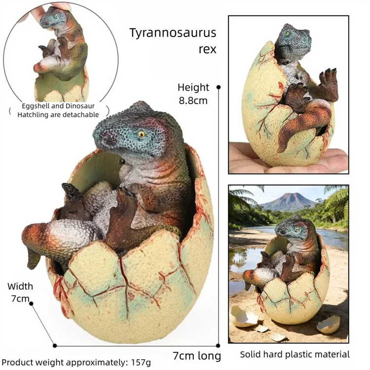 Realistic Hatching Dinosaur Egg Model T-Rex Spinosaurus Velociraptor Pterosaur Figurine Statue Home Decor Collection Ornaments