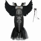 New Skeleton Little Mermaid Halloween Horror Costume Ariel Princess Costume Kids Birthday Party Prom Dress For Girls